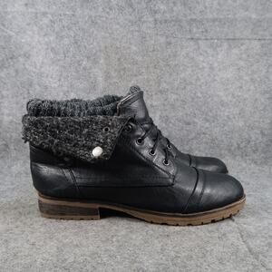 Refresh Shoes Womens 8.5 Ankle Booties Casual Lace Up Knit Collar Biker Moto